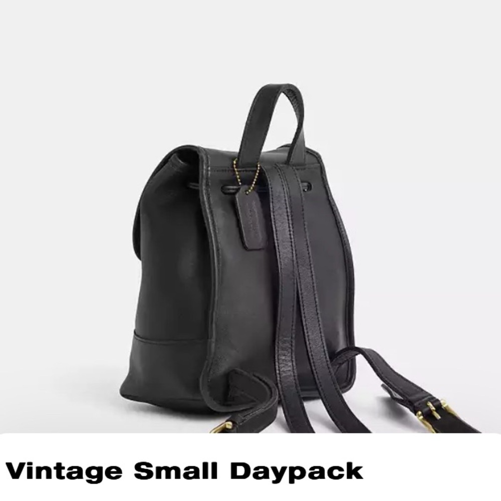 VINTAGE Coach turnlock mini black leather backpack top handle adjustable string - Picture 12 of 16